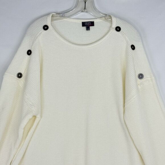 Ninety Clothing Co XL Ivory Knit Sweater Relaxed With Button Accents - Picture 8 of 16